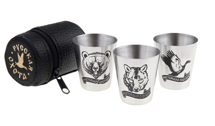 Стаканы "Охота" 3шт металл